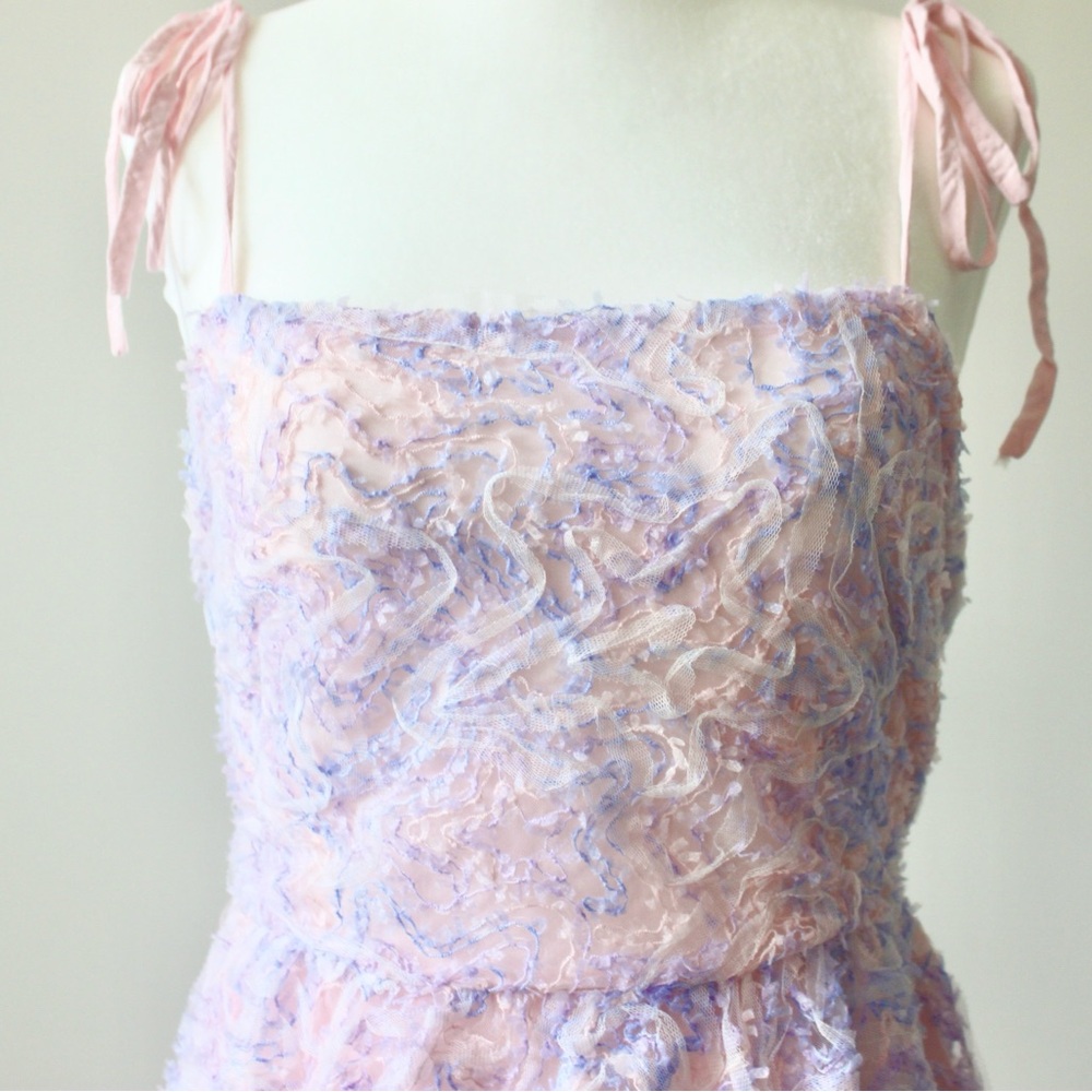 Vestique Pink Purple Textured Sleeveless Square Coquette Fairy Maxi Dress Small - Picture 2 of 8